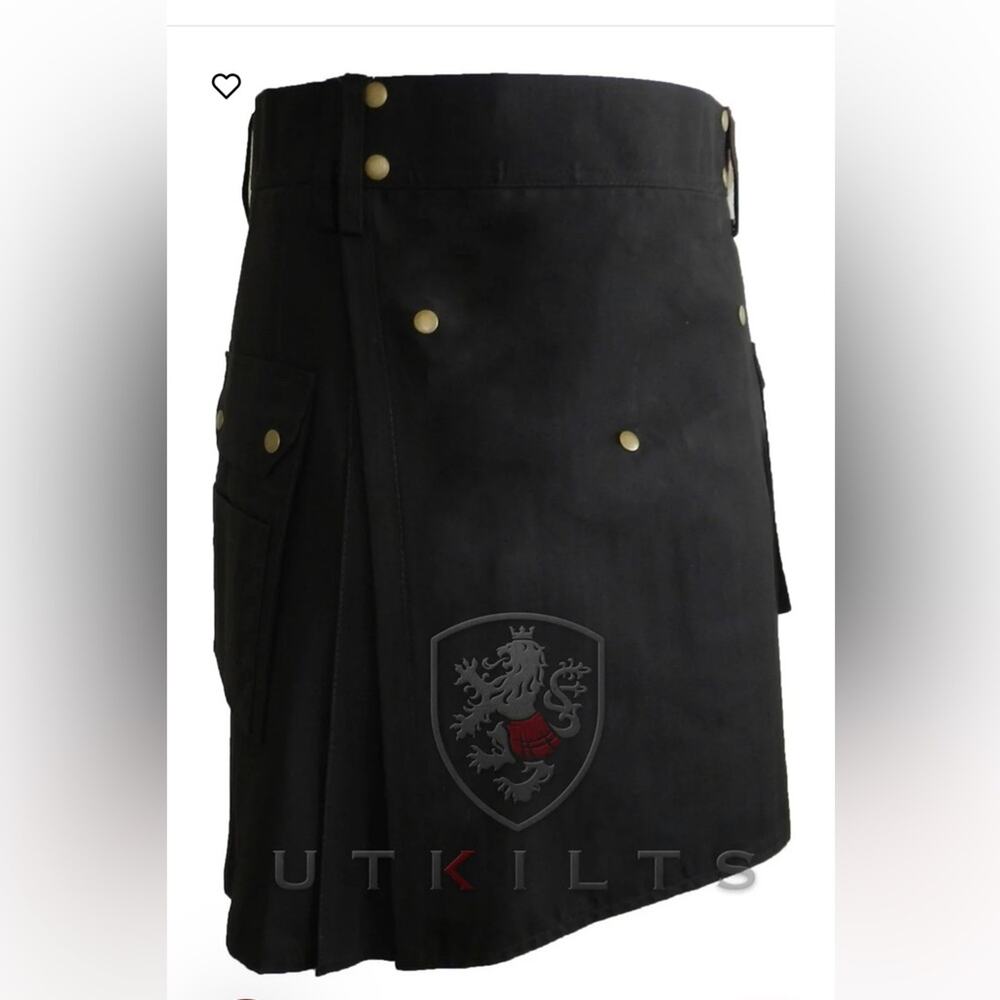 UT Kilts Black Glen Crae Utility Men’s Kilt - Picture 2 of 8